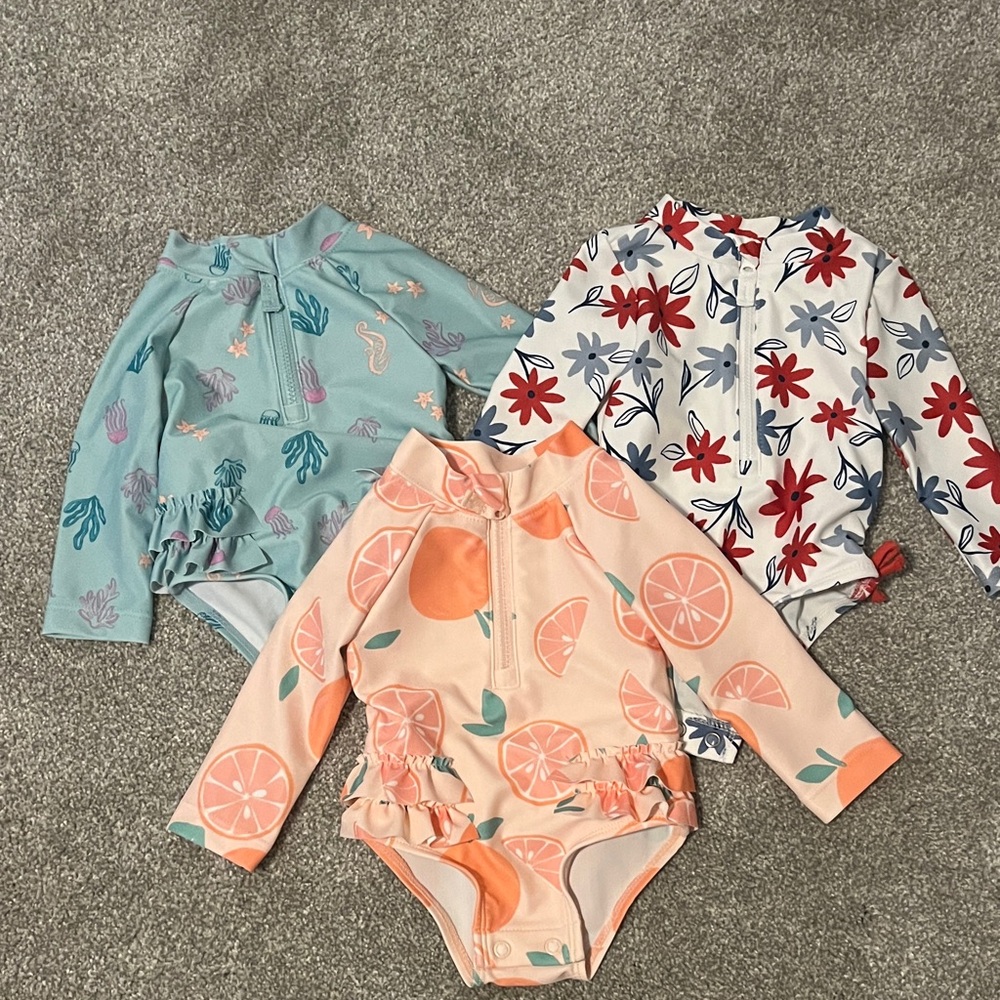 Floral, Fruit, and Ocean Print Baby Swimwear Set